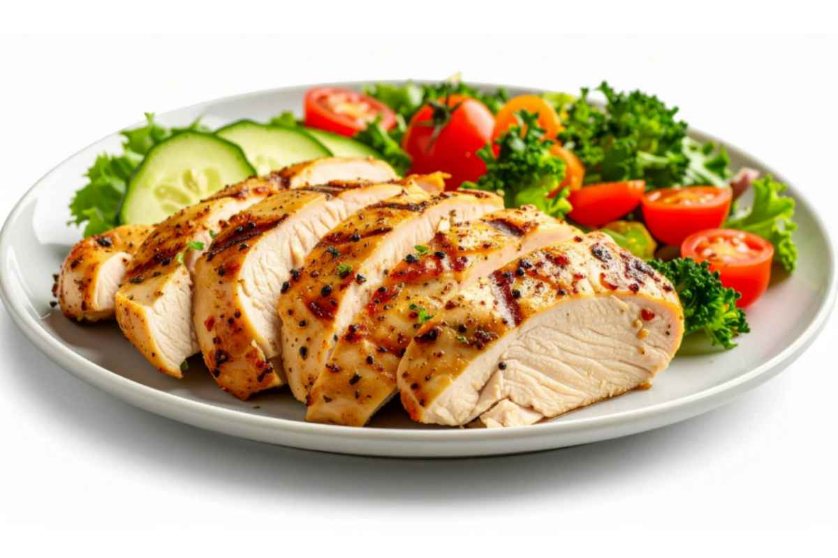 petto di pollo e insalata