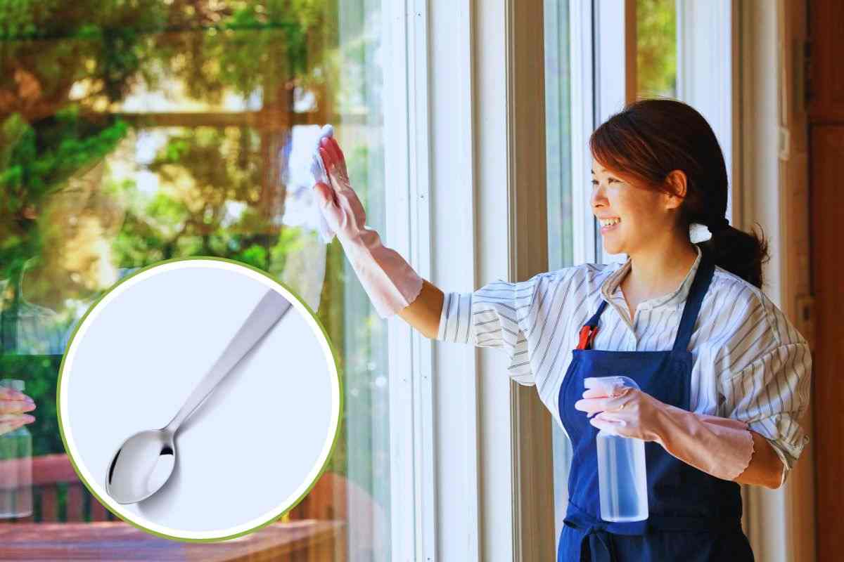 come pulire i vetri con il trucco del cucchiaino